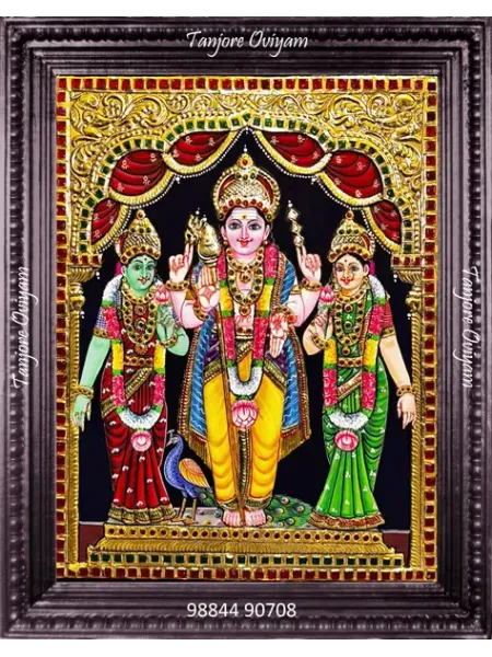 Murugar Valli Deivanai Traditional Tanjore Painting